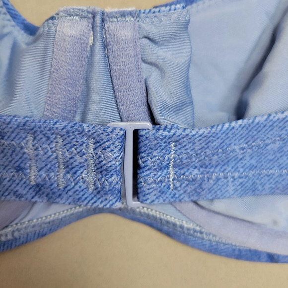 Aerie Underwire Bikini Top Womens 34D Blue Denim Print Unlined New - Picture 5 of 14